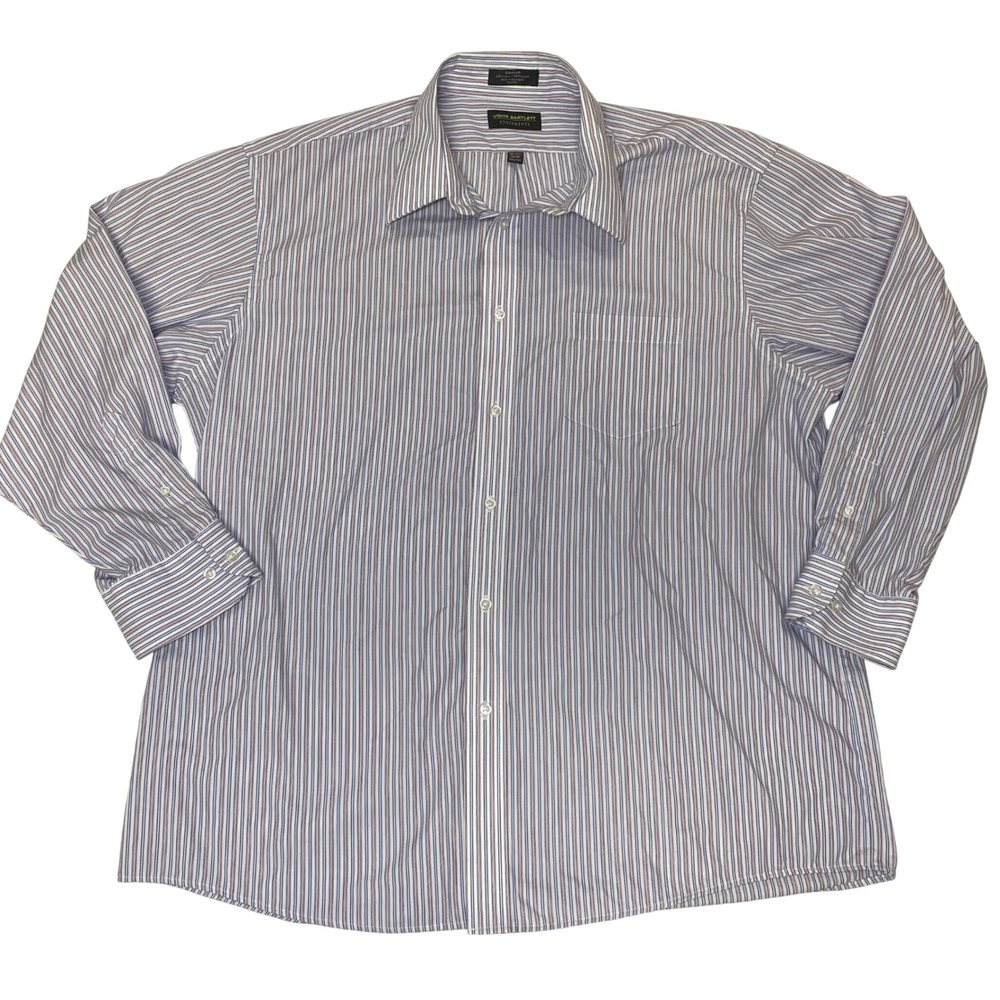 John Bartlett Statements Men's XL 16-16½ 34/35 Striped Dress Shirt Broadcloth